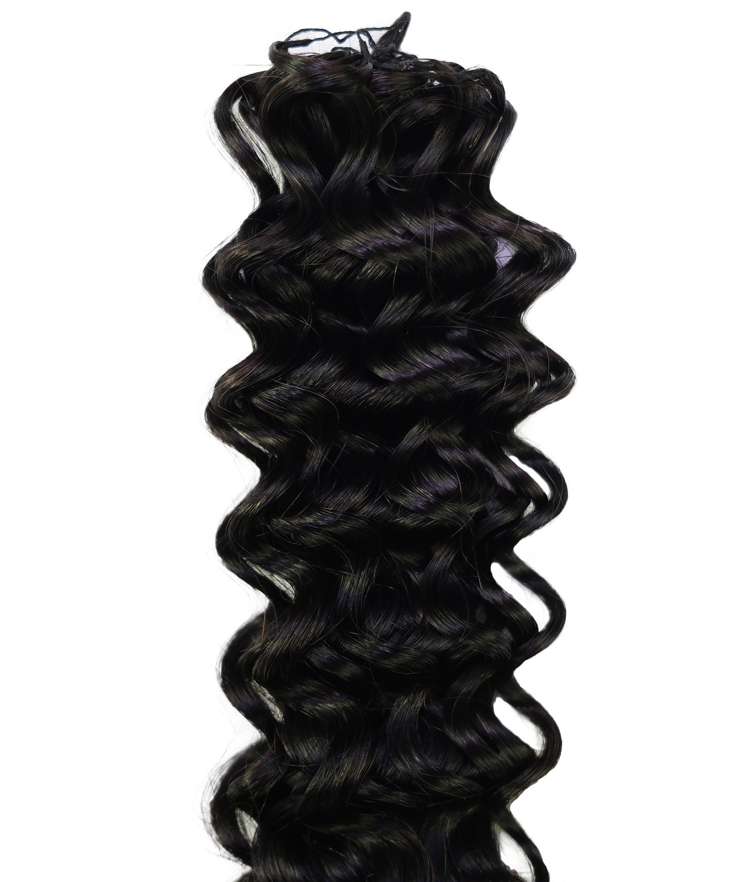 LUXLUXE Water Wave Braids Pre Looped Long Human Hair Extensions 40 Strands - Natural & Natural Black 14,16 & 18 Inch with weights 40g 45g & 50g Deep Curly Feather Braiding Hairpiece