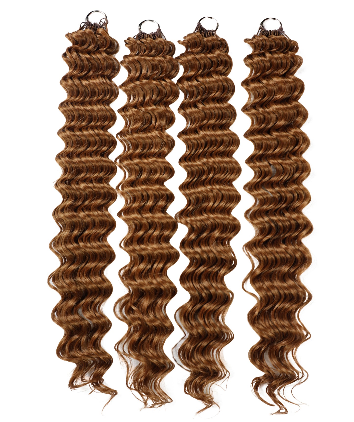 LUXLUXE Deep Wave Synthetic Crochet Hair Extensions – Available in 14"  78g 18" 100g & 22" 120g Pre Separated 100 Strands Feather Hairpiece