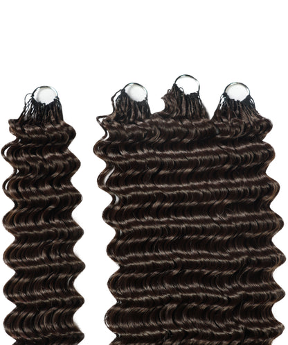 LUXLUXE Deep Wave Synthetic Crochet Hair Extensions – Available in 14"  85g 18" 110g & 22" 132g Pre Separated 100 Strands Feather Hairpiece