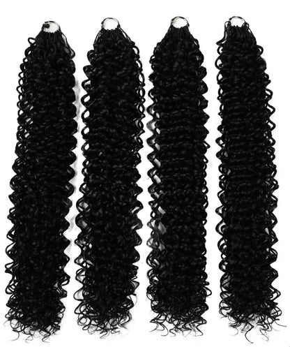 LUXLUXE Water Curl Synthetic Crochet Hair Extensions – Available in 14"  78g 18" 100g & 22" 120g Pre Separated 100 Strands Feather Hairpiece for Natural Bouncy Curls