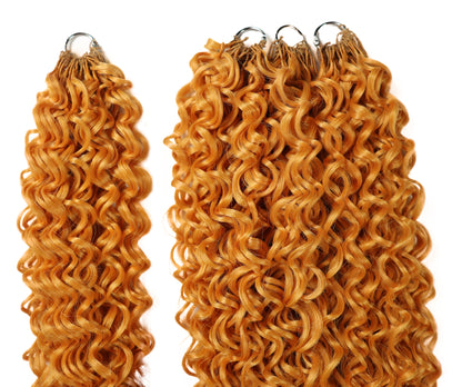 LUXLUXE Dominican Synthetic Crochet Hair Extensions – 14" 78g, 18" 100g, 22" 120g Pre Separated 100 Strands Feather Curly Hairpiece