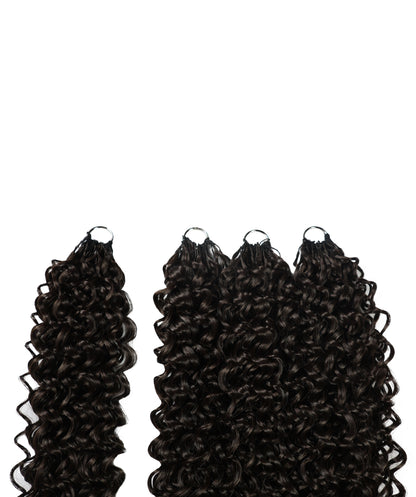 LUXLUXE Dominican Synthetic Crochet Hair Extensions – 14" 85g, 18" 110g, 22" 132g Pre Separated 100 Strands Feather Curly Hairpiece