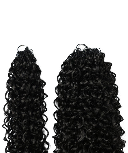 LUXLUXE Dominican Synthetic Crochet Hair Extensions – 14" 78g, 18" 100g, 22" 120g Pre Separated 100 Strands Feather Curly Hairpiece