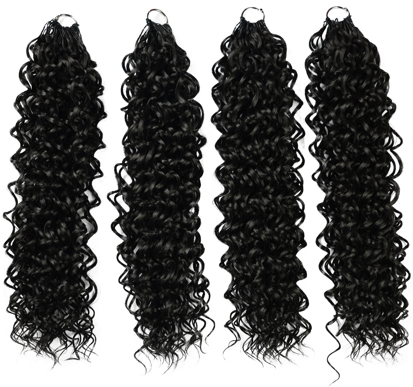 LUXLUXE Dominican Synthetic Crochet Hair Extensions – 14" 78g, 18" 100g, 22" 120g Pre Separated 100 Strands Feather Curly Hairpiece