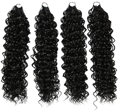 LUXLUXE Dominican Synthetic Crochet Hair Extensions – 14" 78g, 18" 100g, 22" 120g Pre Separated 100 Strands Feather Curly Hairpiece