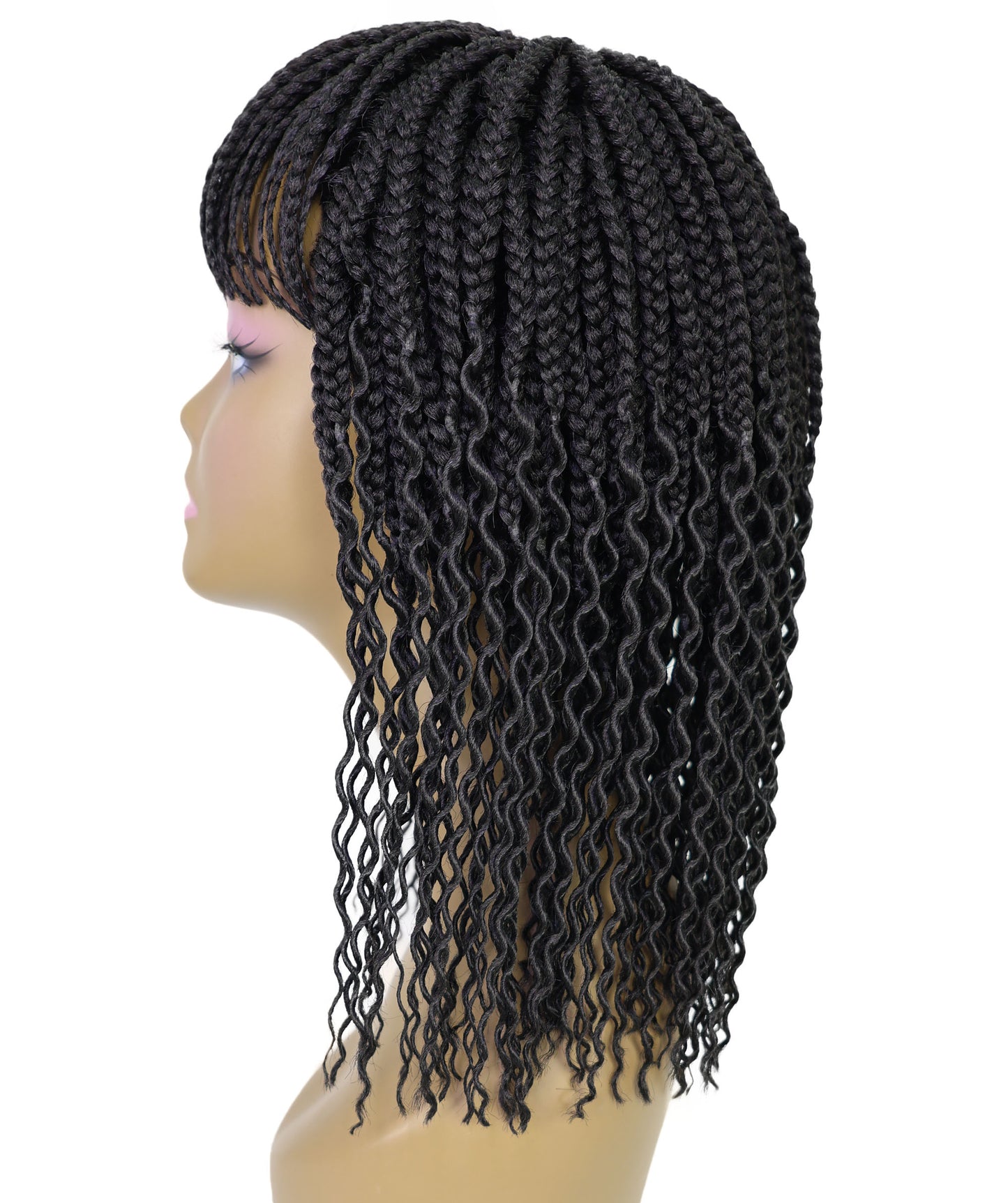 Merlene Shoulder-Length full wig Braided Curly with Box Braid Texture Bob Wig