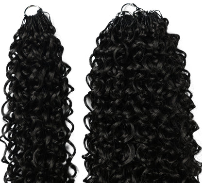 LUXLUXE Dominican Synthetic Crochet Hair Extensions – 14" 78g, 18" 100g, 22" 120g Pre Separated 100 Strands Feather Curly Hairpiece