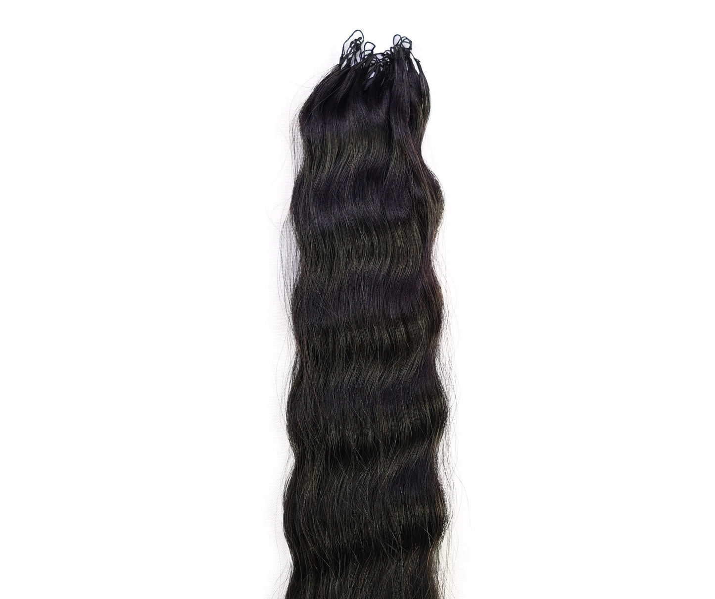 LUXLUXE Knotless Wet & Wavy Crochet Human Hair Extensions - Natural Black 14" 40g 16" 45g & 18" 50g Pre Separated 40 Strands Feather Hairpiece With String In The Middle Braid