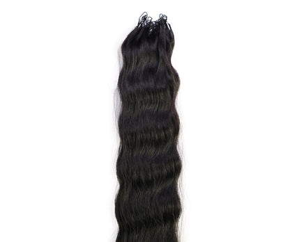 LUXLUXE Knotless Wet & Wavy Crochet Human Hair Extensions - Natural Black 14" 40g 16" 45g & 18" 50g Pre Separated 40 Strands Feather Hairpiece With String In The Middle Braid