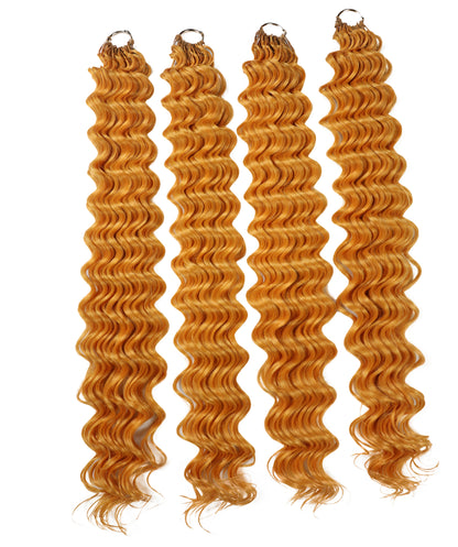 LUXLUXE Deep Wave Synthetic Crochet Hair Extensions – Available in 14"  78g 18" 100g & 22" 120g Pre Separated 100 Strands Feather Hairpiece