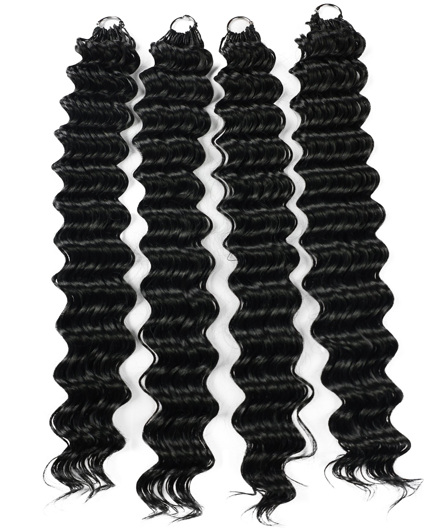 LUXLUXE Deep Wave Synthetic Crochet Hair Extensions – Available in 14"  78g 18" 100g & 22" 120g Pre Separated 100 Strands Feather Hairpiece
