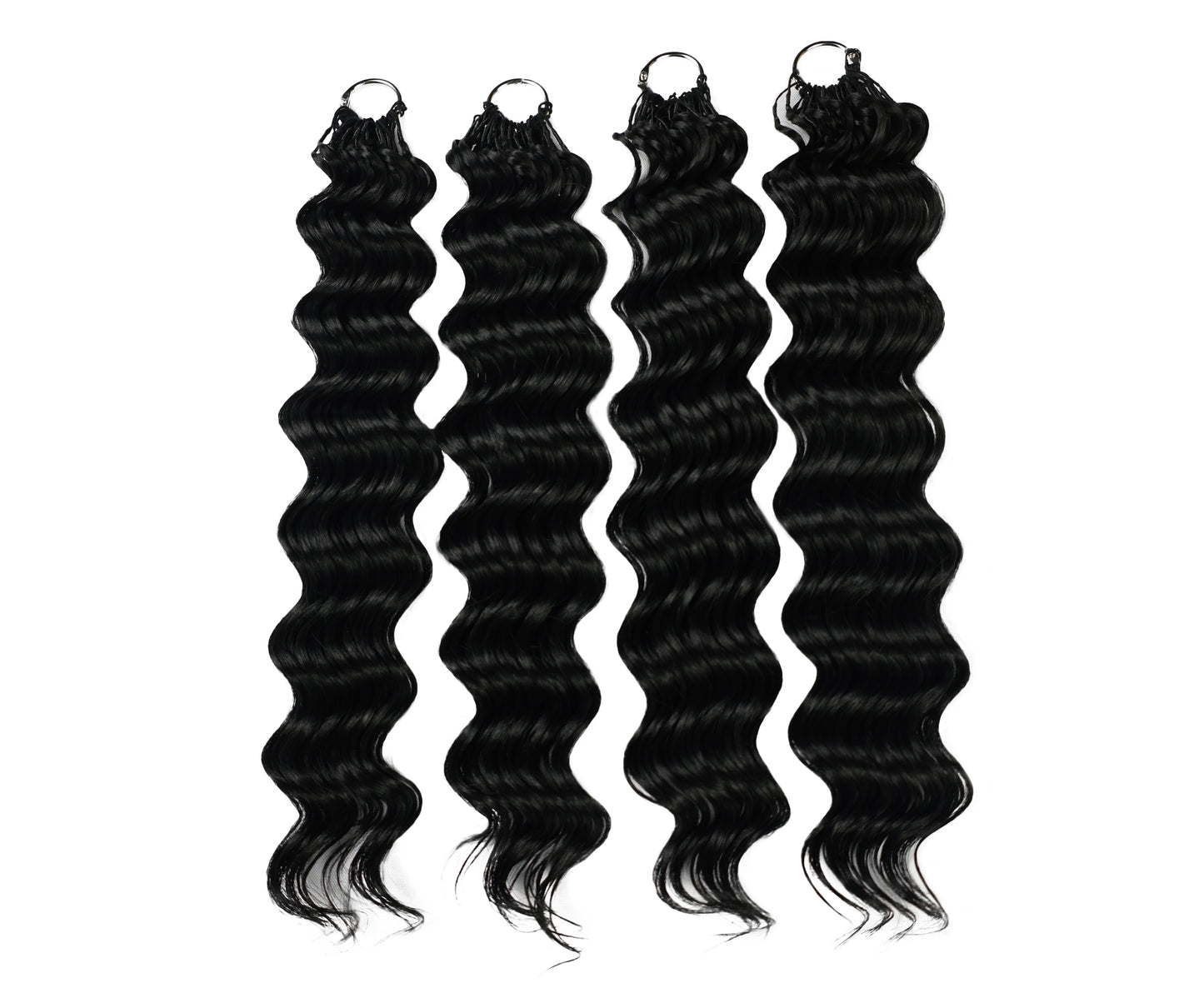 LUXLUXE Deep Wave Synthetic Crochet Hair Extensions – Available in 14"  78g 18" 100g & 22" 120g Pre Separated 100 Strands Feather Hairpiece