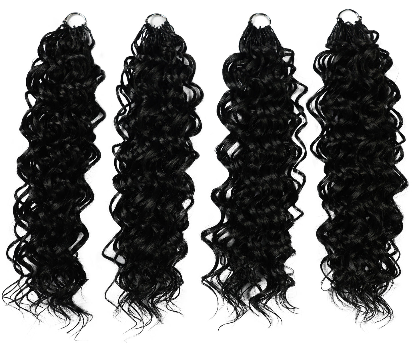 LUXLUXE Hawaiian Synthetic Crochet Hair Extensions – 14" 78g, 18" 100g, 22" 120g  Pre Separated 100 Strands Feather Hairpiece for Curly Protective Styles
