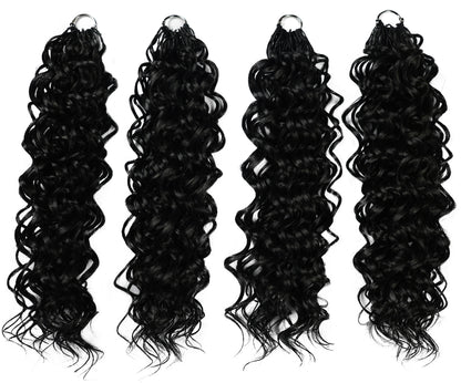 LUXLUXE Hawaiian Synthetic Crochet Hair Extensions – 14" 78g, 18" 100g, 22" 120g  Pre Separated 100 Strands Feather Hairpiece for Curly Protective Styles