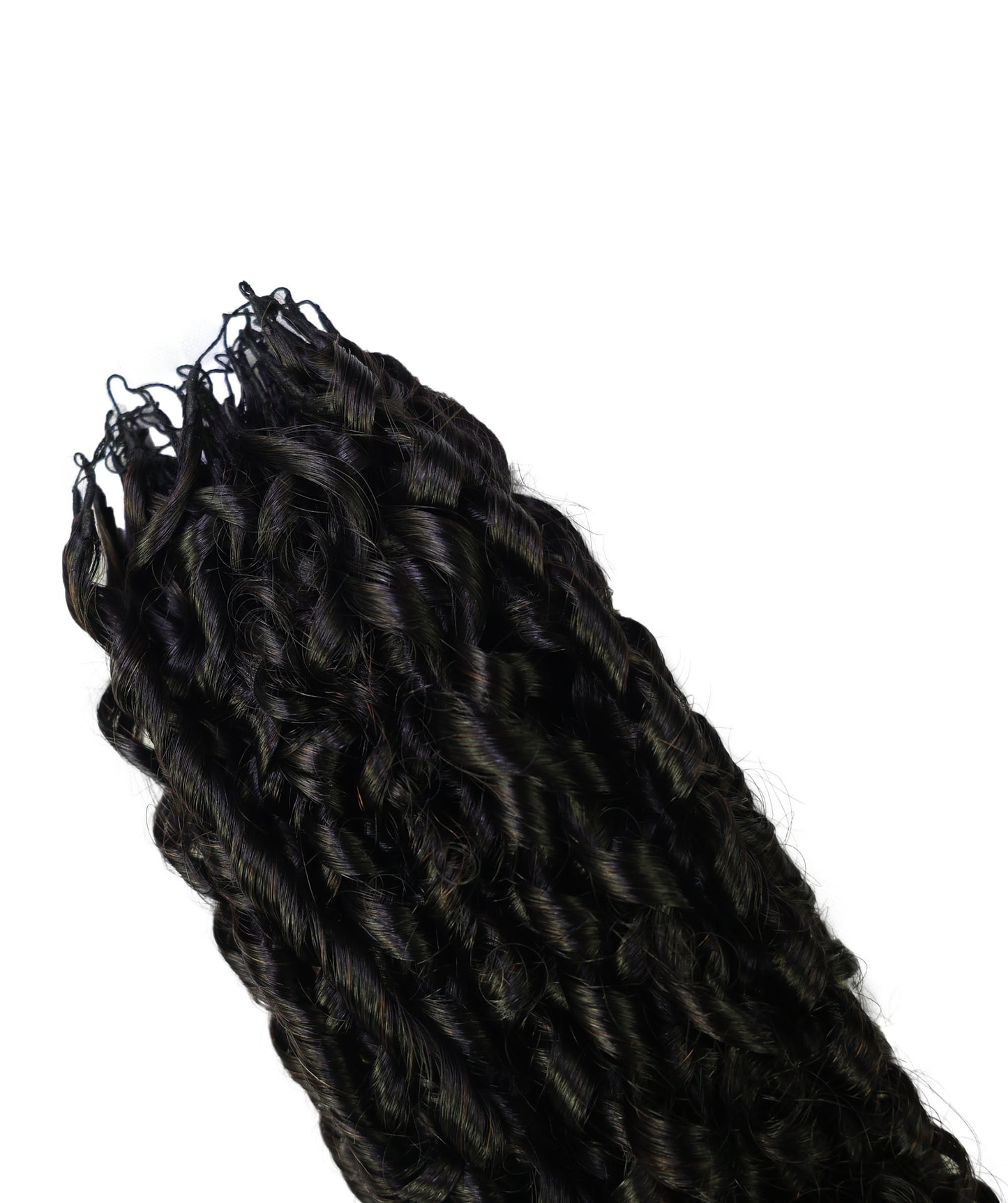 LUXLUXE Knotless Pixie Curly Raw Crochet Natural Human Hair Extensions - 14" 40g 16" 45g & 18" 50g Pre Separated 40 Strands Feather Hairpiece for Women