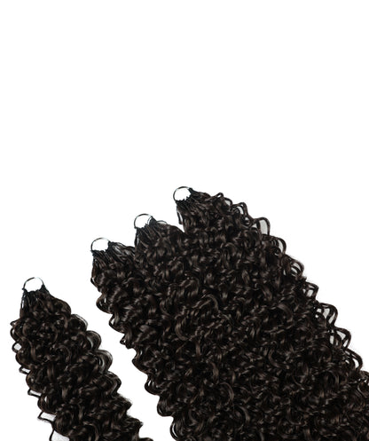 LUXLUXE Dominican Synthetic Crochet Hair Extensions – 14" 85g, 18" 110g, 22" 132g Pre Separated 100 Strands Feather Curly Hairpiece