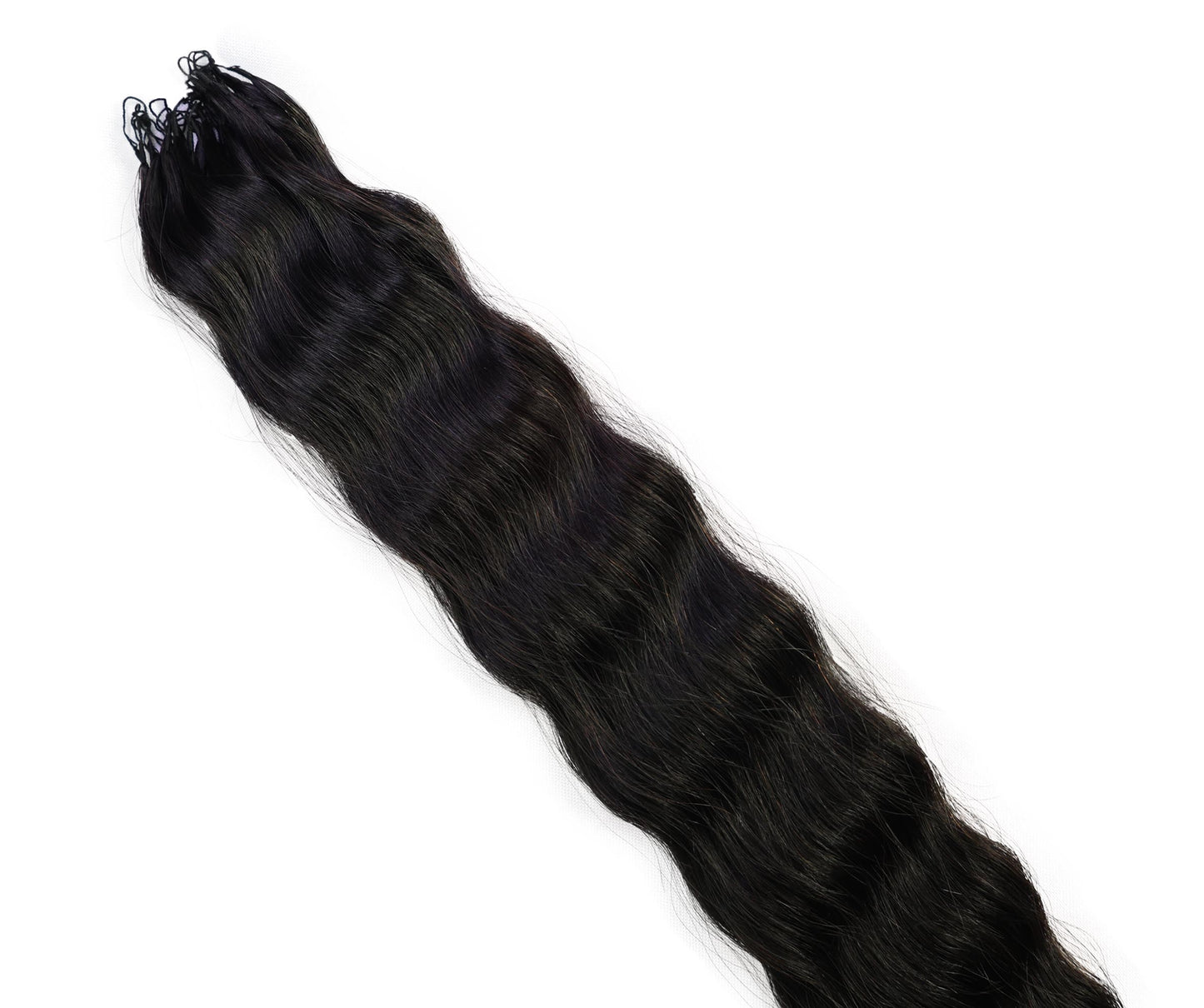 LUXLUXE Knotless Wet & Wavy Crochet Human Hair Extensions - Natural Black 14" 40g 16" 45g & 18" 50g Pre Separated 40 Strands Feather Hairpiece With String In The Middle Braid