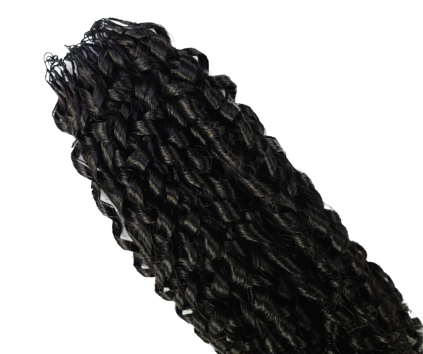 LUXLUXE Knotless Pixie Curly Raw Crochet Natural Human Hair Extensions - 14" 40g 16" 45g & 18" 50g Pre Separated 40 Strands Feather Hairpiece for Women