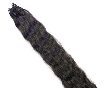 LUXLUXE Knotless Wet & Wavy Crochet Human Hair Extensions - Natural Black 14" 40g 16" 45g & 18" 50g Pre Separated 40 Strands Feather Hairpiece With String In The Middle Braid
