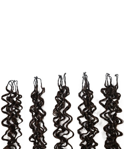 LUXLUXE Burmese Synthetic Crochet Hair Extensions – 14" 85g, 18" 110g, 22" 132g Pre Separated 100 Strands Feather Hairpiece for Soft Curly Protective Styles