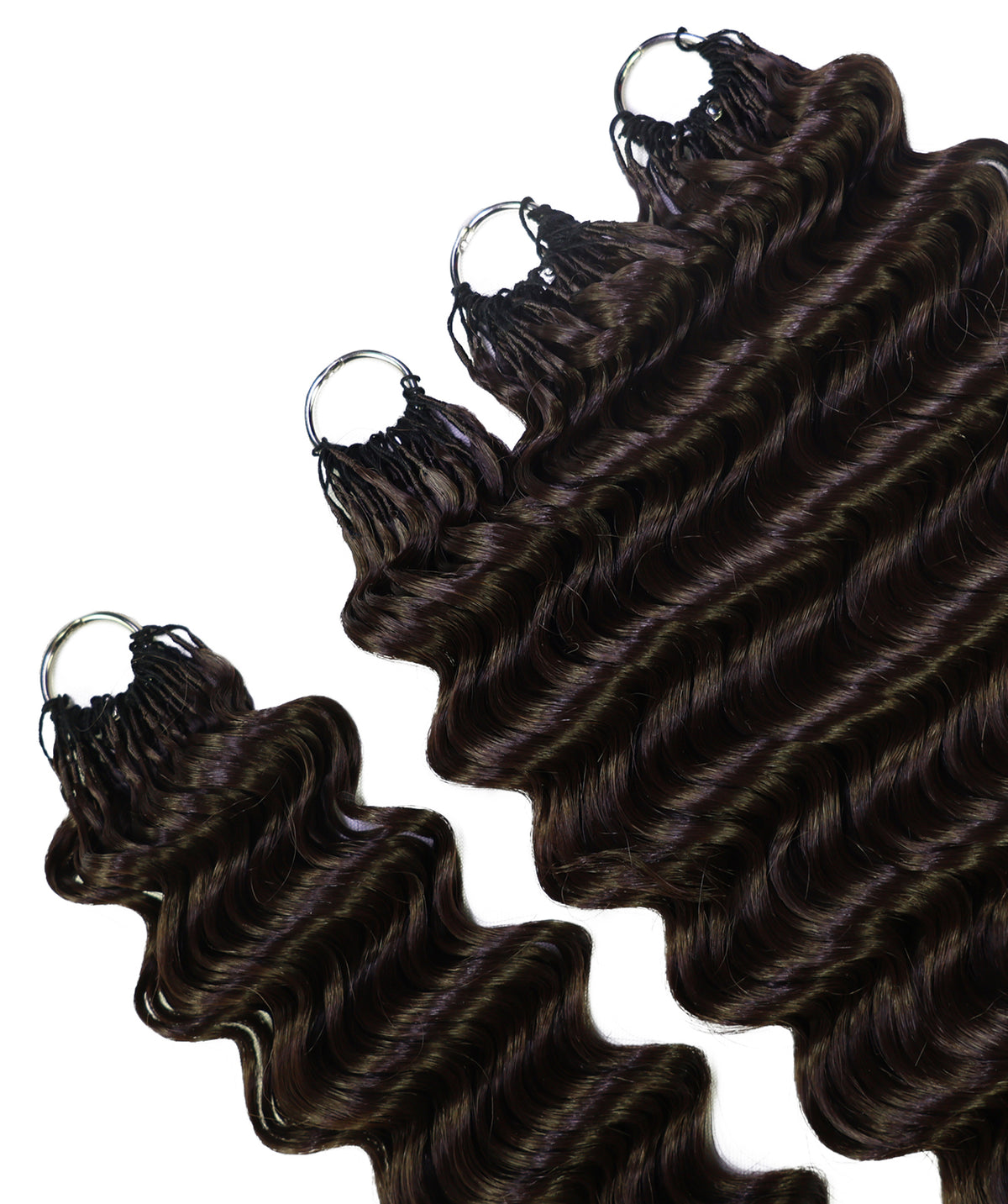 LUXLUXE Deep Wave Synthetic Crochet Hair Extensions – Available in 14"  85g 18" 110g & 22" 132g Pre Separated 100 Strands Feather Hairpiece