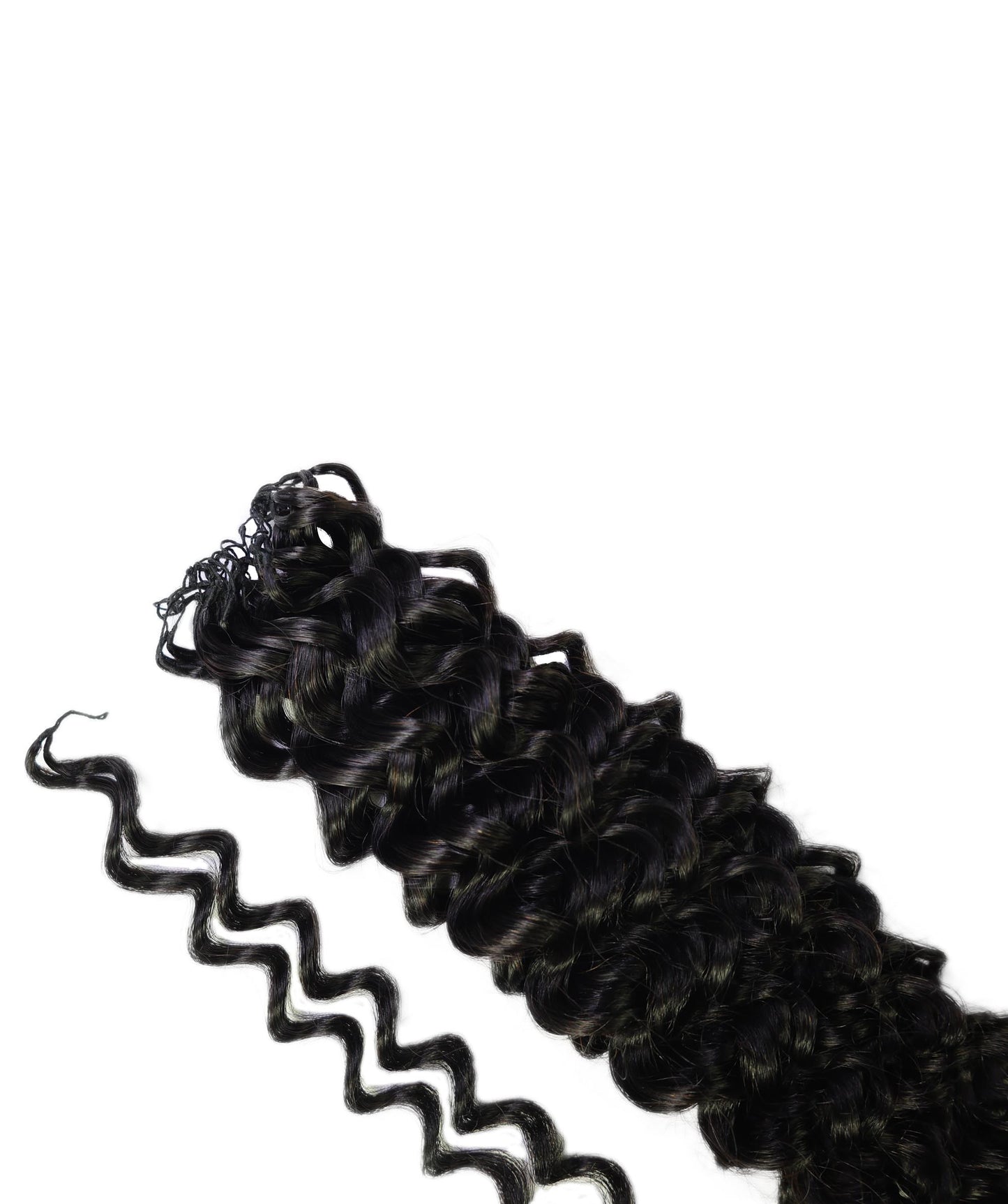 LUXLUXE Water Wave Braids Pre Looped Long Human Hair Extensions 40 Strands - Natural & Natural Black 14,16 & 18 Inch with weights 40g 45g & 50g Deep Curly Feather Braiding Hairpiece