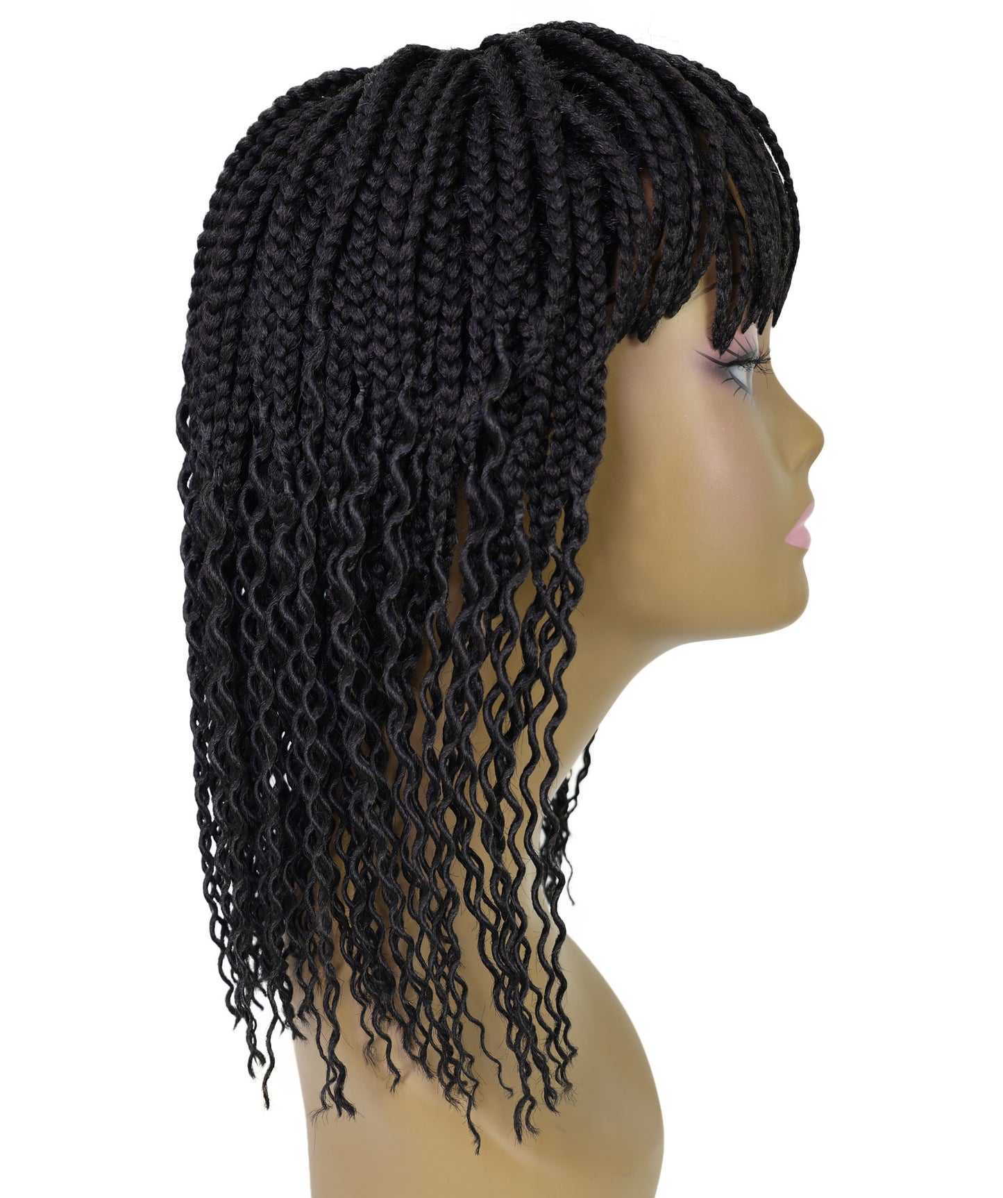 Merlene Shoulder-Length full wig Braided Curly with Box Braid Texture Bob Wig