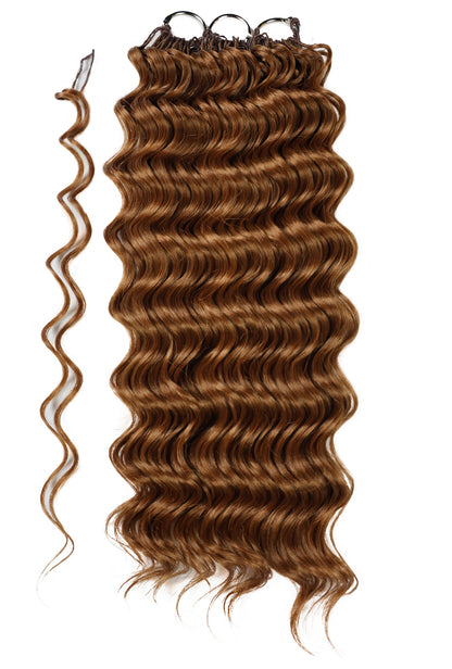 LUXLUXE Deep Wave Synthetic Crochet Hair Extensions – Available in 14"  78g 18" 100g & 22" 120g Pre Separated 100 Strands Feather Hairpiece