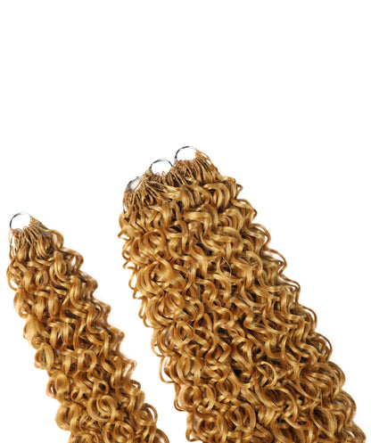 LUXLUXE Dominican Synthetic Crochet Hair Extensions – 14" 78g, 18" 100g, 22" 120g Pre Separated 100 Strands Feather Curly Hairpiece