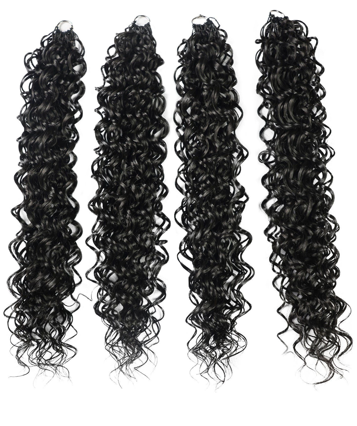 LUXLUXE Hawaiian Synthetic Crochet Hair Extensions – 14" 78g, 18" 100g, 22" 120g  Pre Separated 100 Strands Feather Hairpiece for Curly Protective Styles