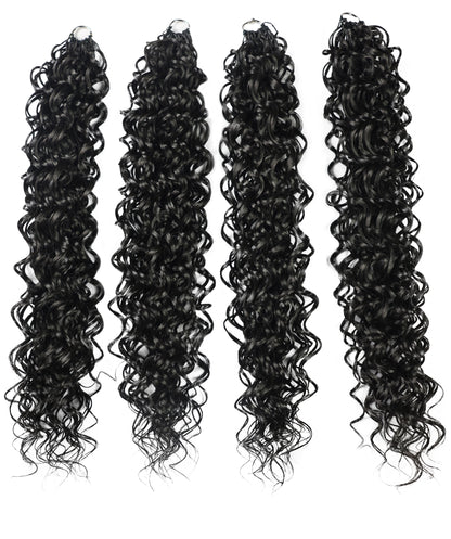 LUXLUXE Hawaiian Synthetic Crochet Hair Extensions – 14" 78g, 18" 100g, 22" 120g  Pre Separated 100 Strands Feather Hairpiece for Curly Protective Styles