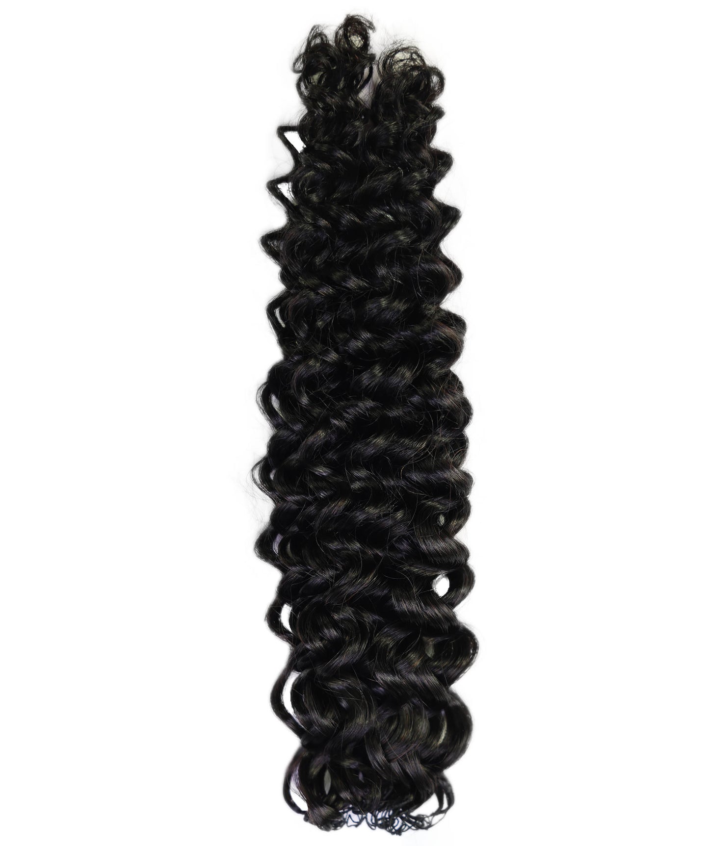 LUXLUXE Water Wave Braids Pre Looped Long Human Hair Extensions 40 Strands - Natural & Natural Black 14,16 & 18 Inch with weights 40g 45g & 50g Deep Curly Feather Braiding Hairpiece