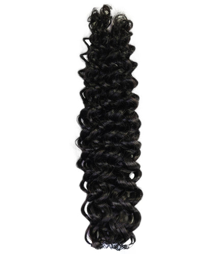 LUXLUXE Water Wave Braids Pre Looped Long Human Hair Extensions 40 Strands - Natural & Natural Black 14,16 & 18 Inch with weights 40g 45g & 50g Deep Curly Feather Braiding Hairpiece
