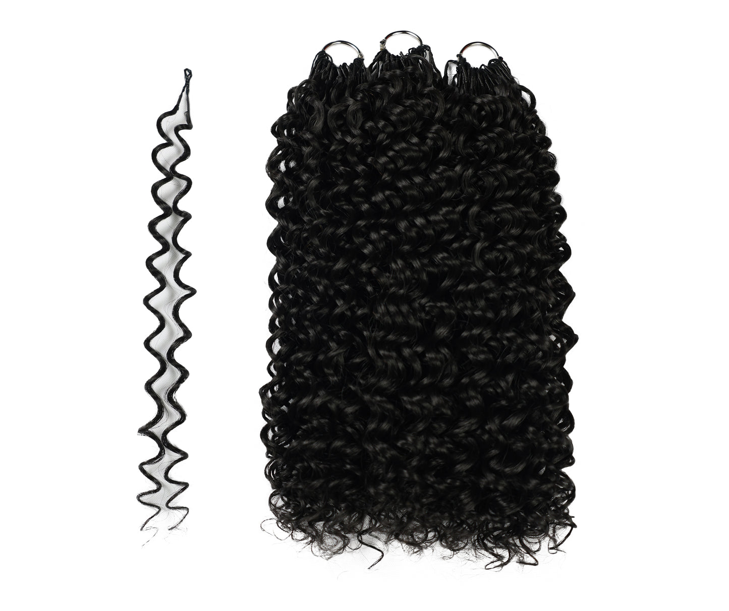 LUXLUXE Water Curl Synthetic Crochet Hair Extensions – Available in 14"  78g 18" 100g & 22" 120g Pre Separated 100 Strands Feather Hairpiece for Natural Bouncy Curls