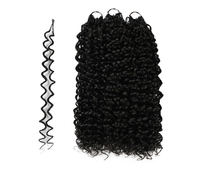 LUXLUXE Water Curl Synthetic Crochet Hair Extensions – Available in 14"  78g 18" 100g & 22" 120g Pre Separated 100 Strands Feather Hairpiece for Natural Bouncy Curls