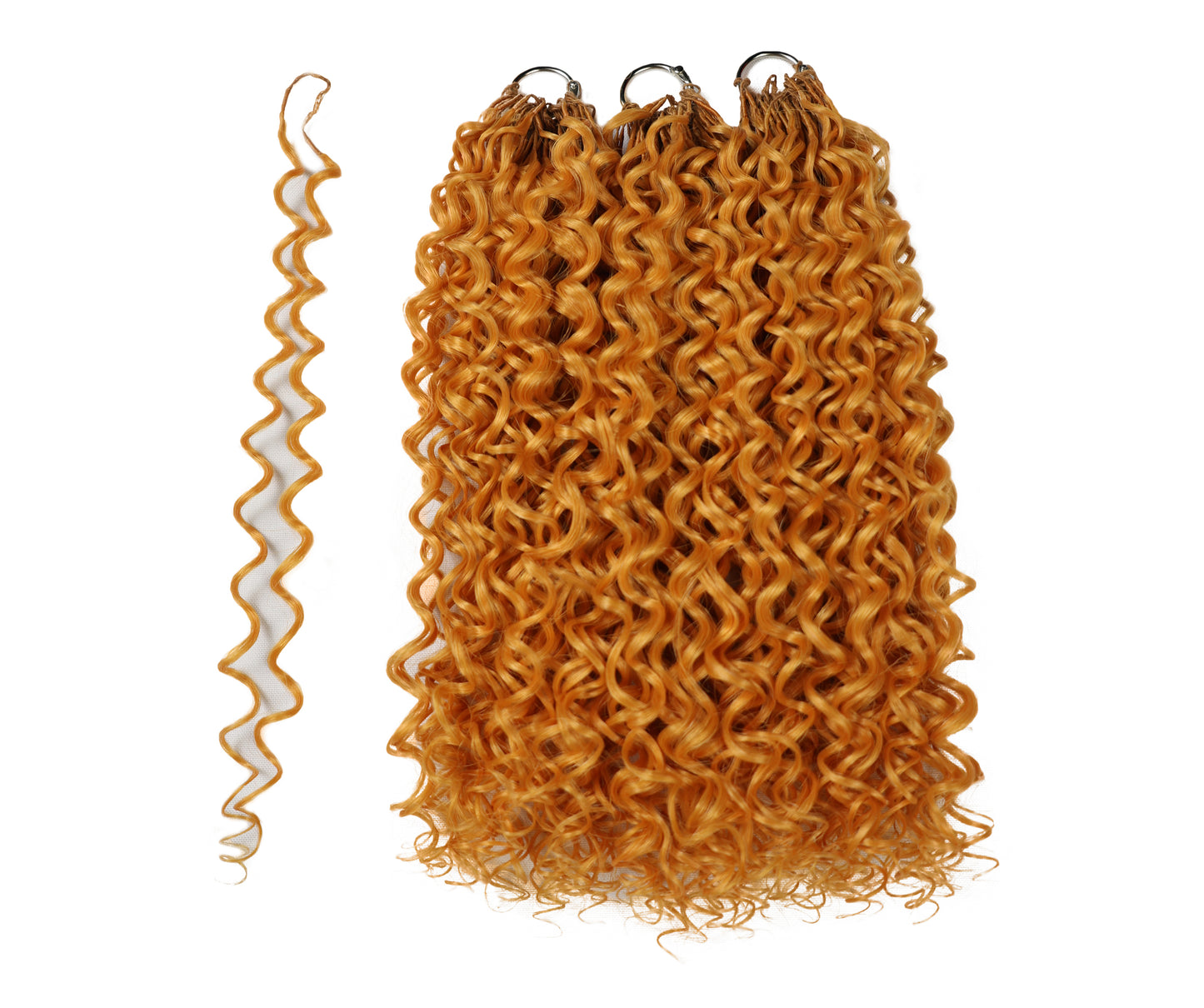 LUXLUXE Water Curl Synthetic Crochet Hair Extensions – Available in 14"  78g 18" 100g & 22" 120g Pre Separated 100 Strands Feather Hairpiece for Natural Bouncy Curls