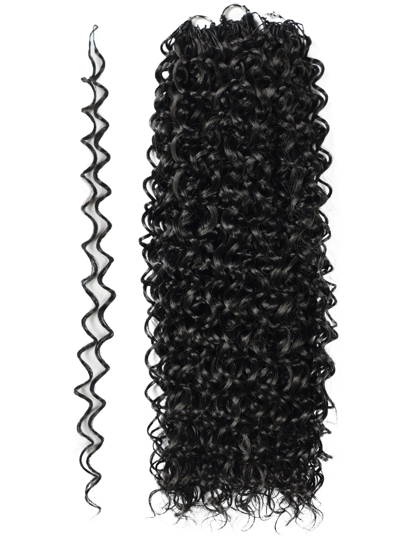 LUXLUXE Dominican Synthetic Crochet Hair Extensions – 14" 78g, 18" 100g, 22" 120g Pre Separated 100 Strands Feather Curly Hairpiece