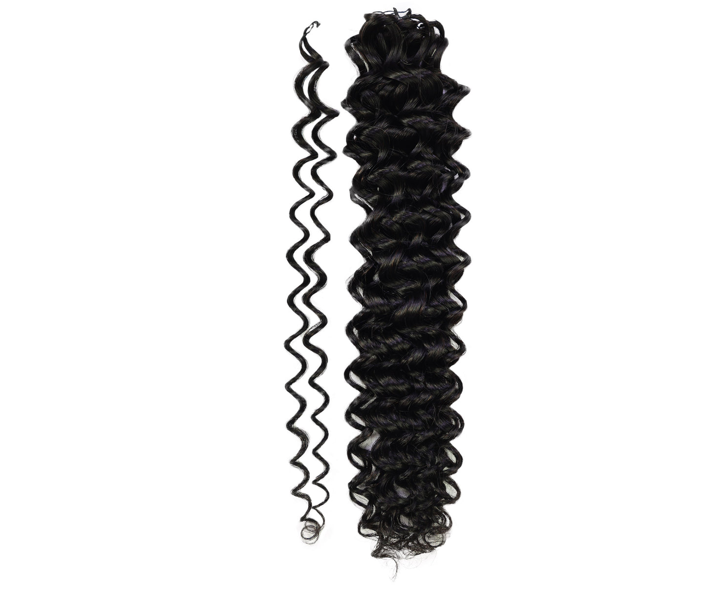 LUXLUXE Water Wave Braids Pre Looped Long Human Hair Extensions 40 Strands - Natural & Natural Black 14,16 & 18 Inch with weights 40g 45g & 50g Deep Curly Feather Braiding Hairpiece