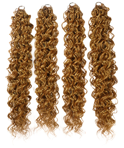 LUXLUXE Hawaiian Synthetic Crochet Hair Extensions – 14" 78g, 18" 100g, 22" 120g  Pre Separated 100 Strands Feather Hairpiece for Curly Protective Styles