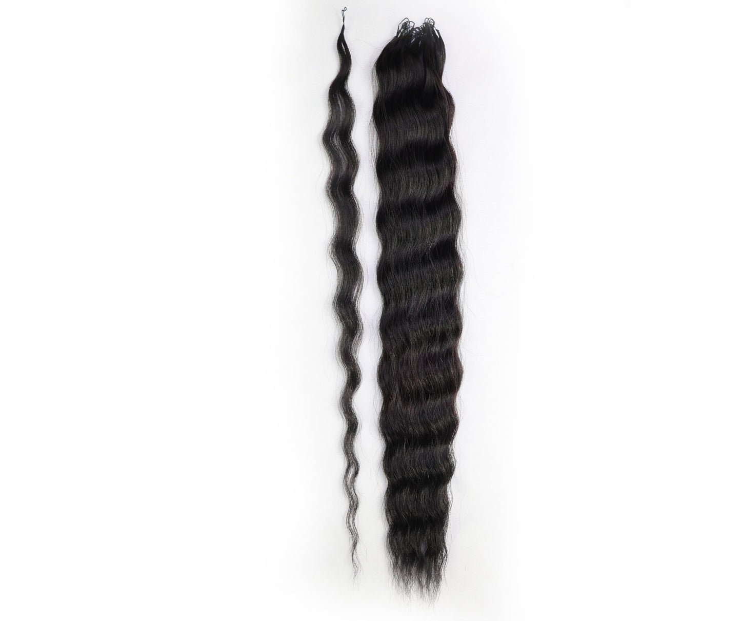 LUXLUXE Knotless Wet & Wavy Crochet Human Hair Extensions - Natural Black 14" 40g 16" 45g & 18" 50g Pre Separated 40 Strands Feather Hairpiece With String In The Middle Braid