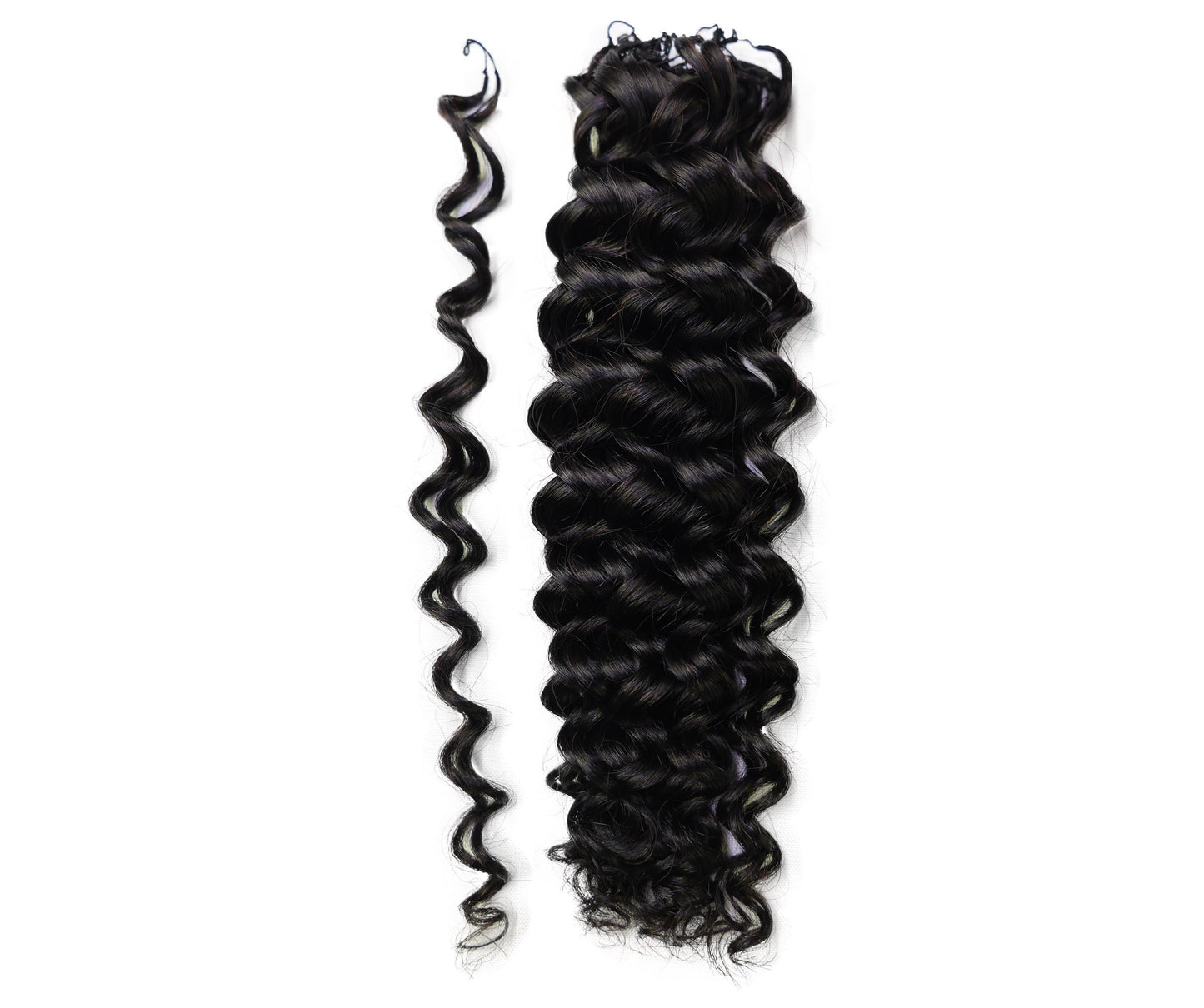 LUXLUXE Water Wave Braids Pre Looped Long Human Hair Extensions 40 Strands - Natural & Natural Black 14,16 & 18 Inch with weights 40g 45g & 50g Deep Curly Feather Braiding Hairpiece