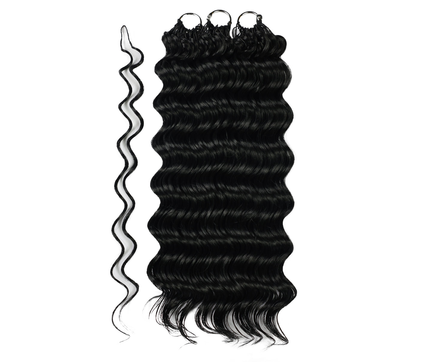 LUXLUXE Deep Wave Synthetic Crochet Hair Extensions – Available in 14"  78g 18" 100g & 22" 120g Pre Separated 100 Strands Feather Hairpiece
