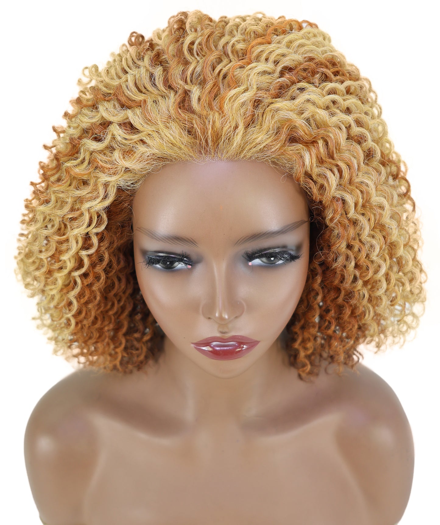 Esi Honey Blonde Lace Front Wig HD Curly Voluminous Bob for Glamorous Party, Fashion & Everyday Elegant Look