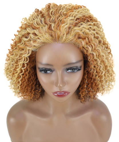 Esi Honey Blonde Lace Front Wig HD Curly Voluminous Bob for Glamorous Party, Fashion & Everyday Elegant Look