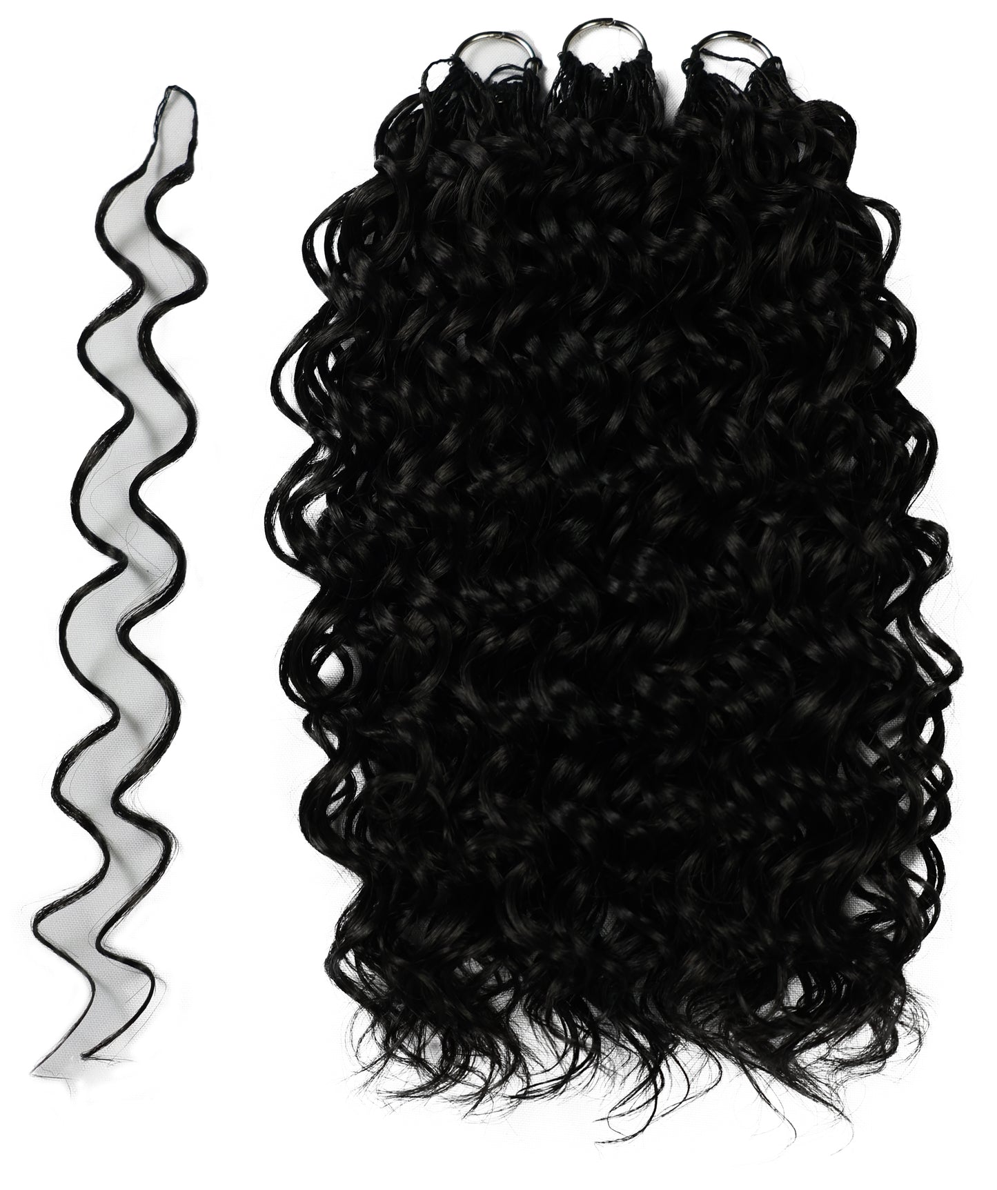 LUXLUXE Hawaiian Synthetic Crochet Hair Extensions – 14" 78g, 18" 100g, 22" 120g  Pre Separated 100 Strands Feather Hairpiece for Curly Protective Styles