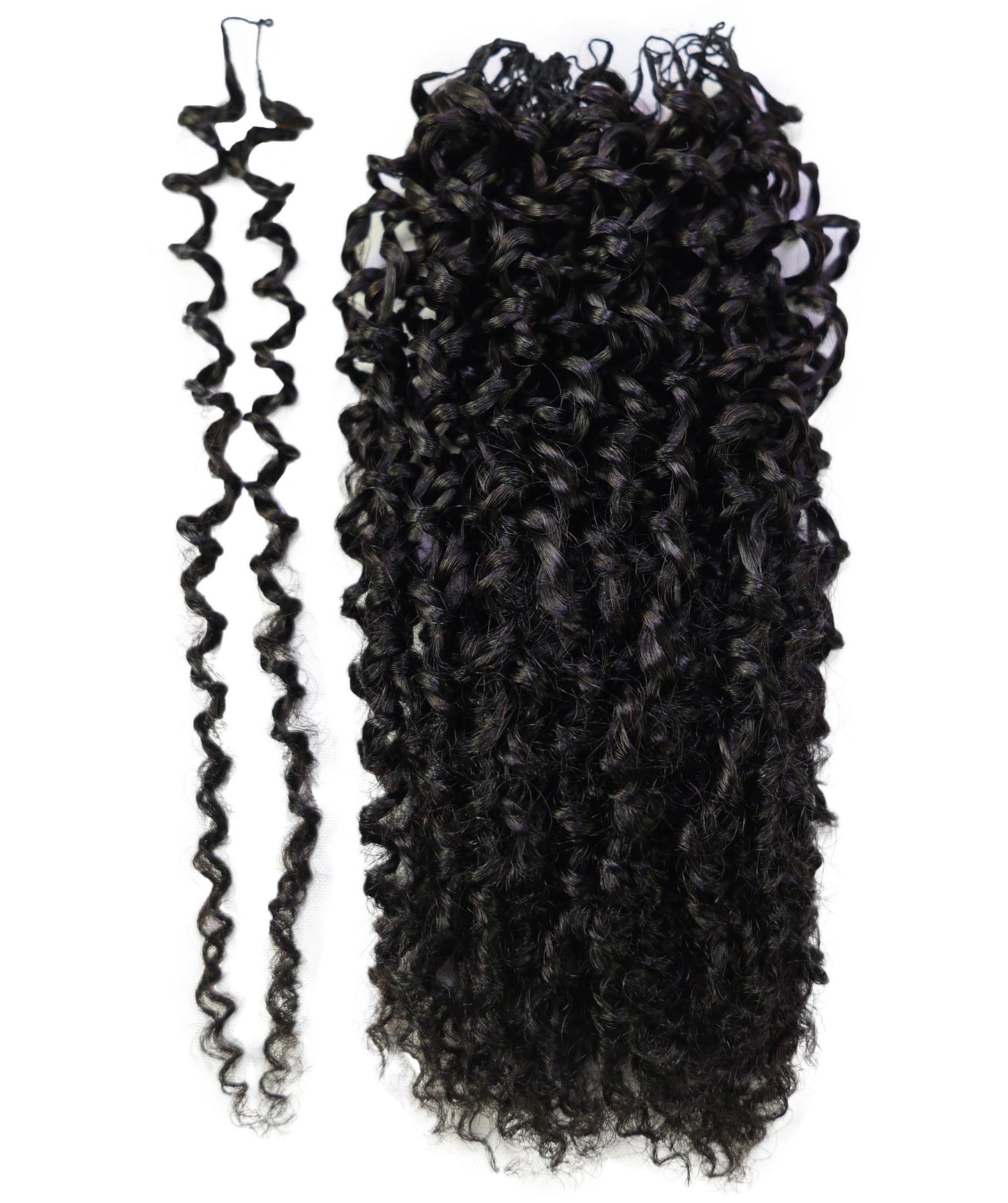 LUXLUXE Knotless Micro Yanky Curly Pre Looped Crochet Human Hair Extensions - Natural Black 14" 40g 16" 45g & 18" 50g Pre Separated 40 Strands Feather Protective Style