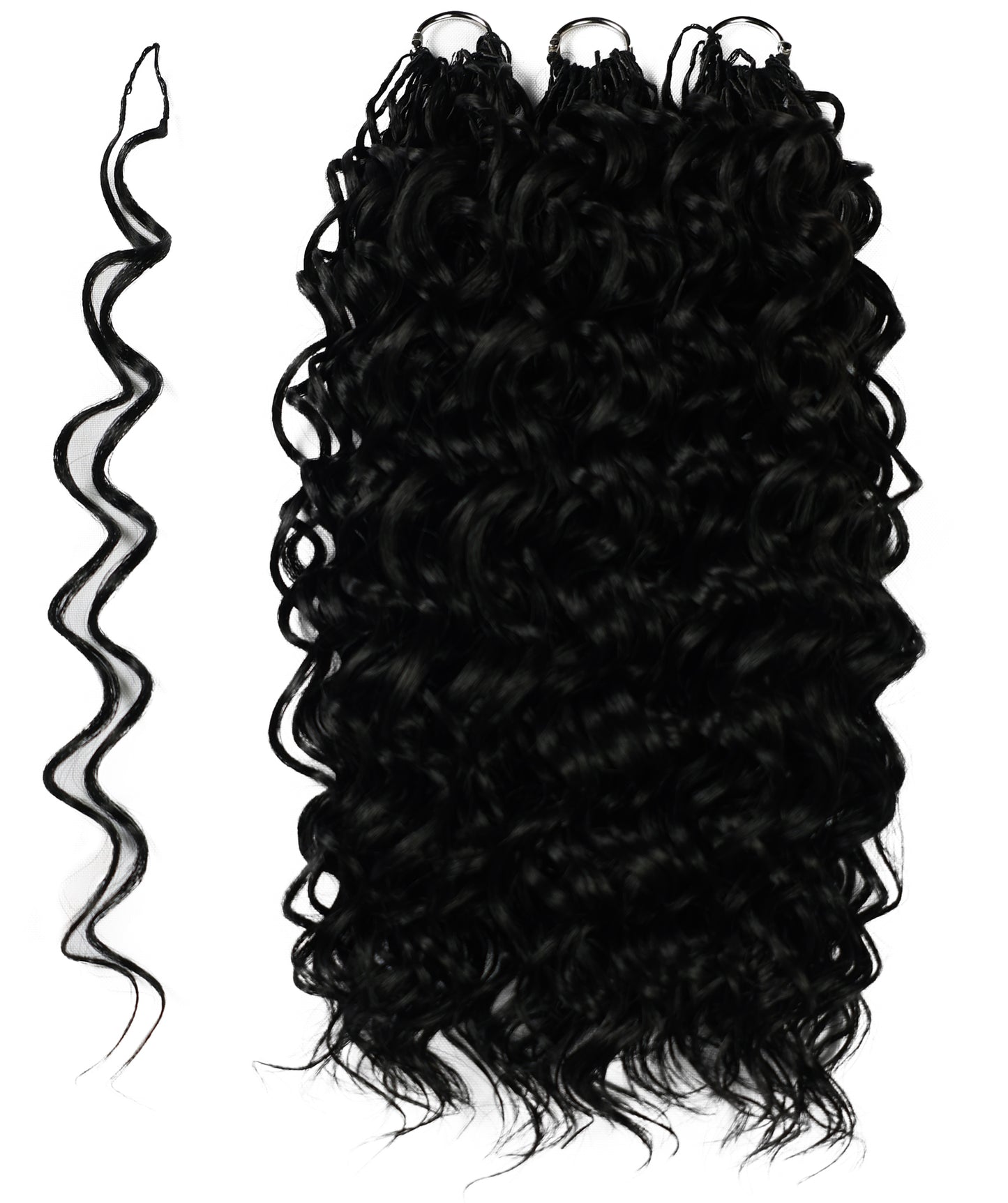 LUXLUXE Hawaiian Synthetic Crochet Hair Extensions – 14" 78g, 18" 100g, 22" 120g  Pre Separated 100 Strands Feather Hairpiece for Curly Protective Styles