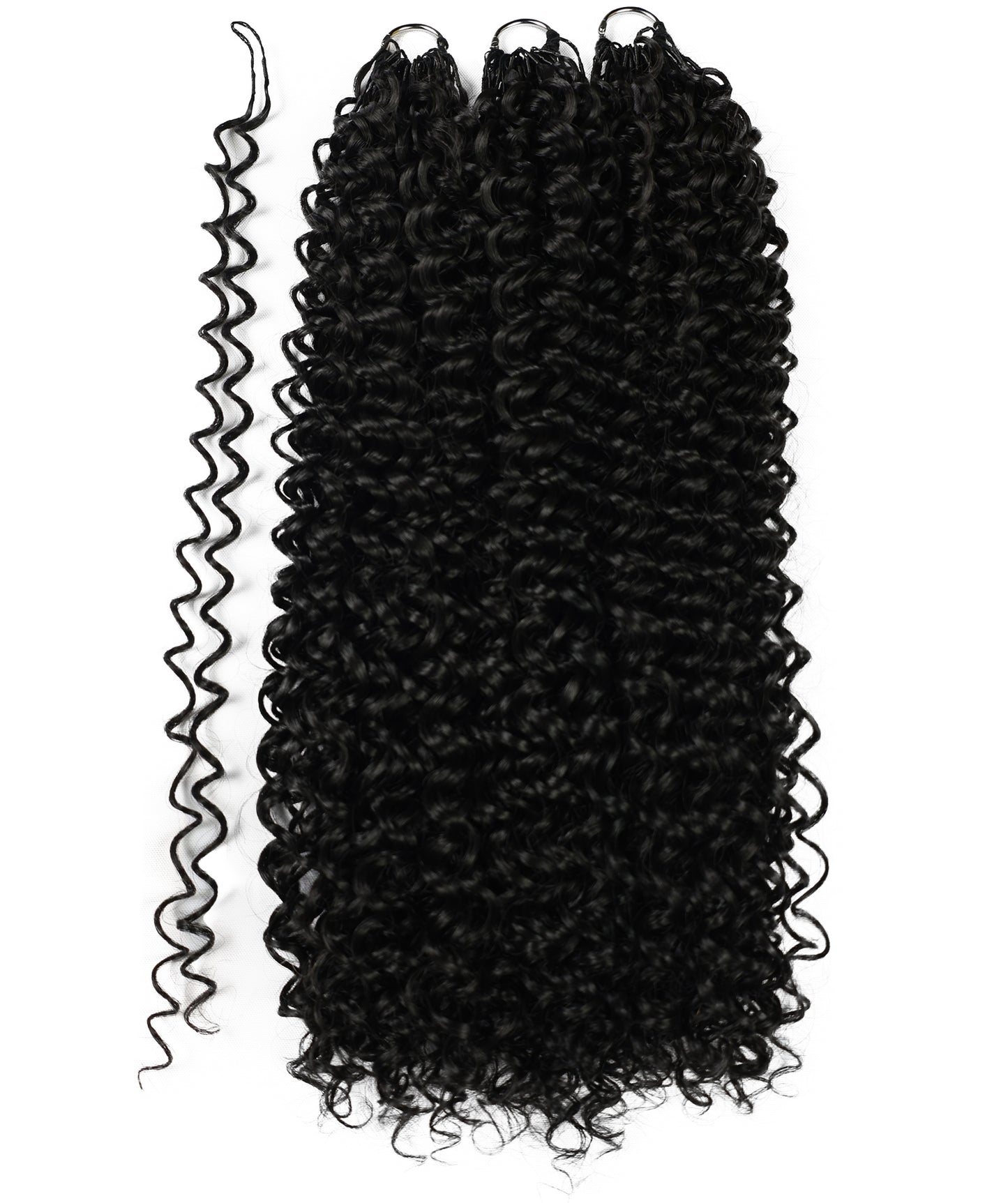 LUXLUXE Water Curl Synthetic Crochet Hair Extensions – Available in 14"  78g 18" 100g & 22" 120g Pre Separated 100 Strands Feather Hairpiece for Natural Bouncy Curls