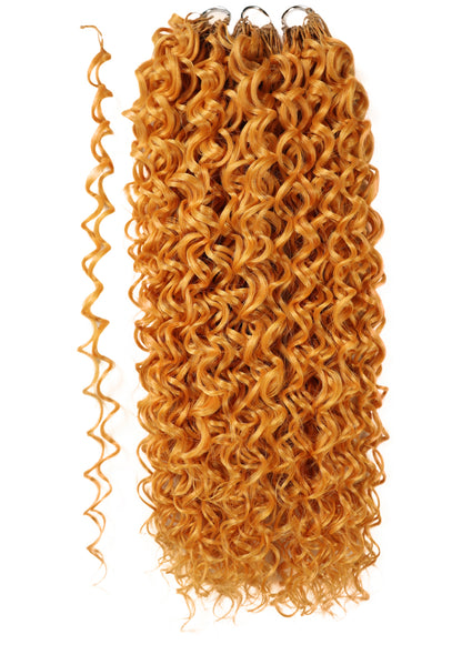 LUXLUXE Dominican Synthetic Crochet Hair Extensions – 14" 78g, 18" 100g, 22" 120g Pre Separated 100 Strands Feather Curly Hairpiece