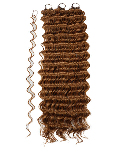 LUXLUXE Deep Wave Synthetic Crochet Hair Extensions – Available in 14"  78g 18" 100g & 22" 120g Pre Separated 100 Strands Feather Hairpiece
